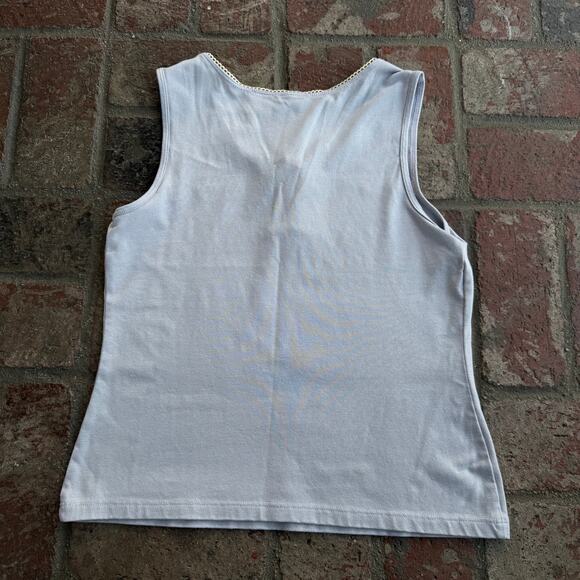 Vintage Xhilatation Lavender Crochet Lace Up Trim Tank Top Size L Boho - Picture 3 of 3